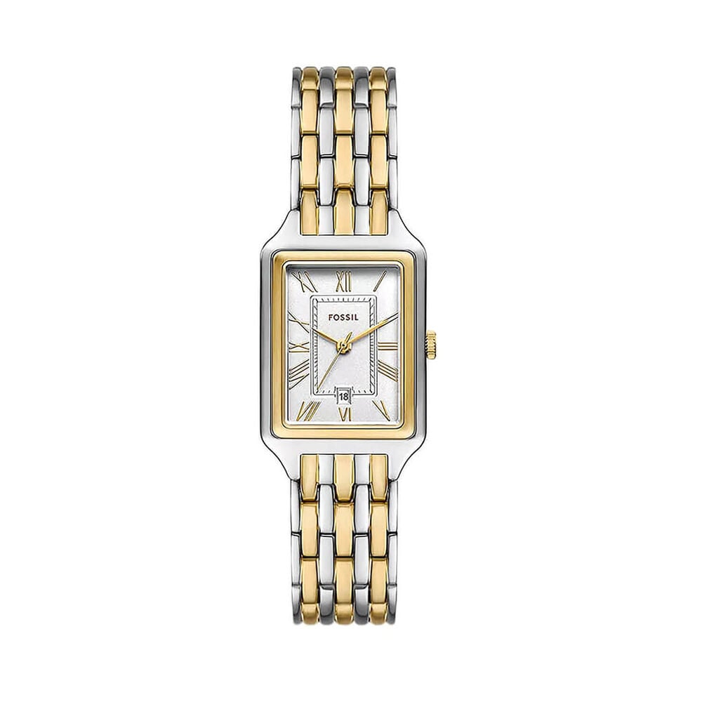 Fossil Raquel 23mm Rectangular Silver Dial Two-Tone Case & Bracelet Watch