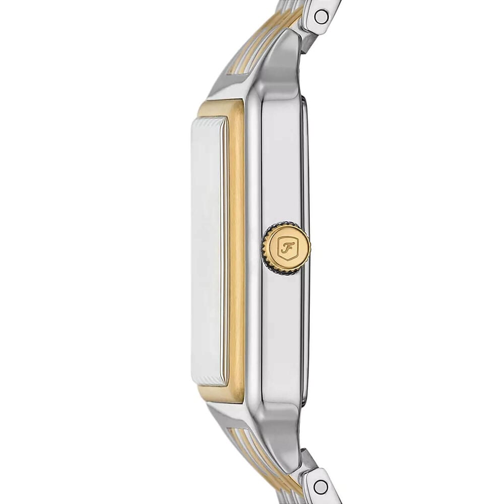 Fossil Raquel 23mm Rectangular Silver Dial Two-Tone Case & Bracelet Watch