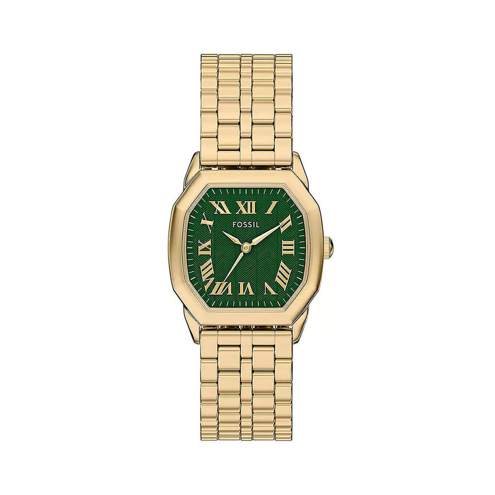Fossil Harlow 32x27mm Green Dial Gold Tone Stainless Steel Bracelet Watch