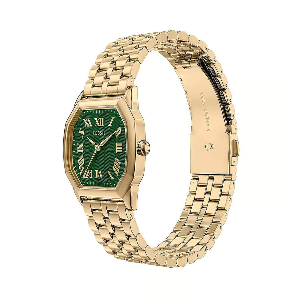 Fossil Harlow 32x27mm Green Dial Gold Tone Stainless Steel Bracelet Watch