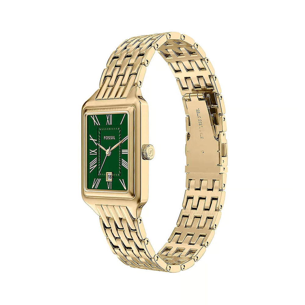 Fossil Raquel 32x23mm Green Dial Gold Tone Stainless Steel Bracelet Watch
