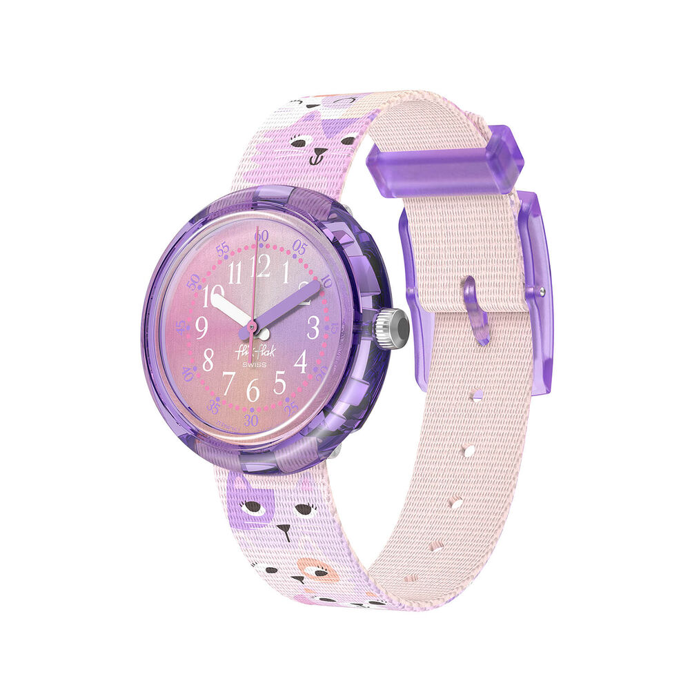 FLIK FLAK Cutie Kitty 31.85mm Purple Dial Quartz Kids Watch