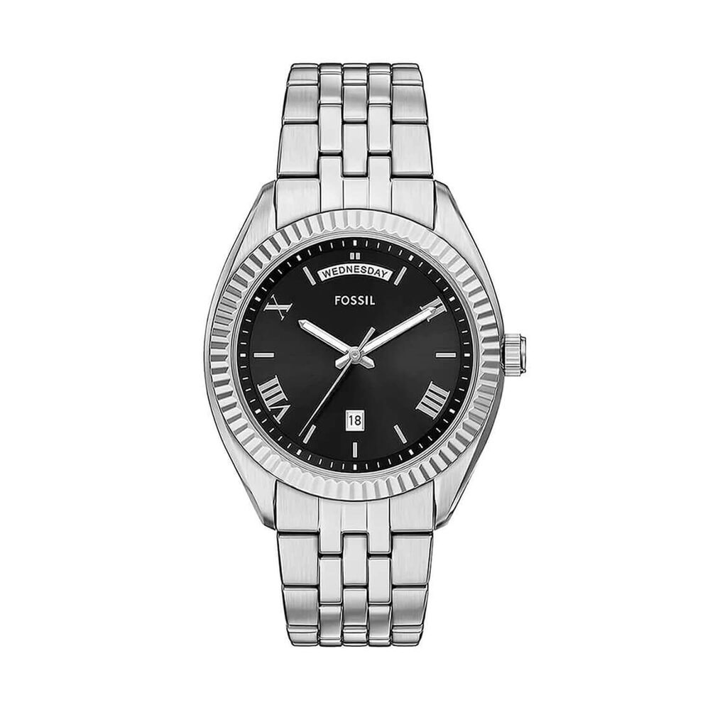 Fossil Campbell 42mm Black Dial Stainless Steel Bracelet Watch