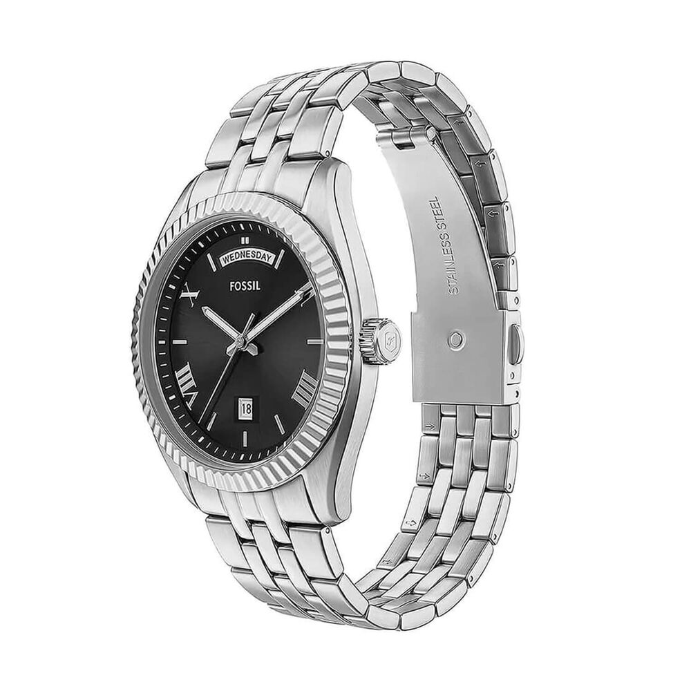 Fossil Campbell 42mm Black Dial Stainless Steel Bracelet Watch