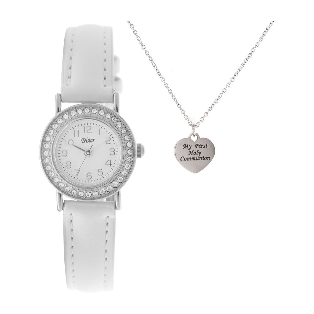 Telstar Girls Crystal Watch & Communion Necklace Set
