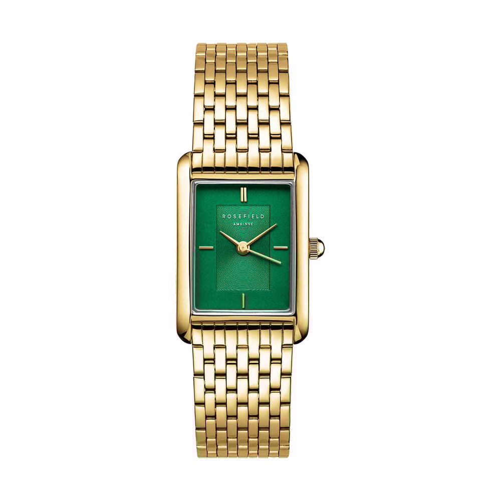 Rosefield Heirloom Emerald 23.5x30.6mm Dial 23k Gold Plated Steel Bracelet Watch