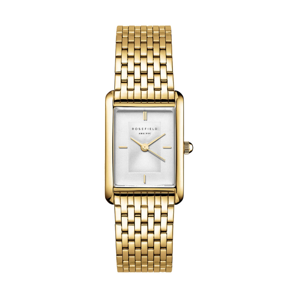 Rosefield Heirloom Gold 23.5x30.6mm White Dial 23k Gold Plated Steel Bracelet Watch