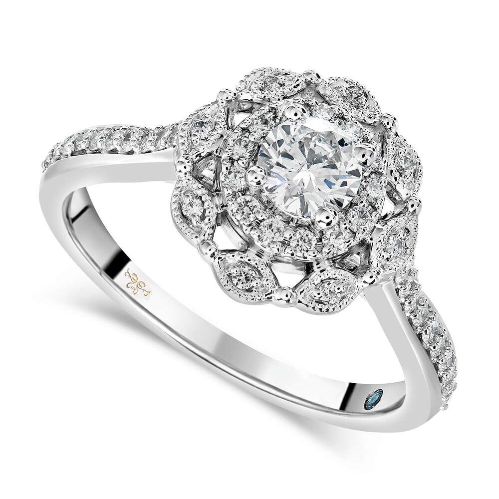 18ct White Gold Round Double Halo 0.50ct Ring