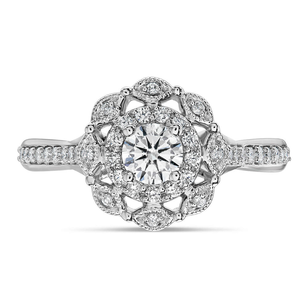 18ct White Gold Round Double Halo 0.50ct Ring