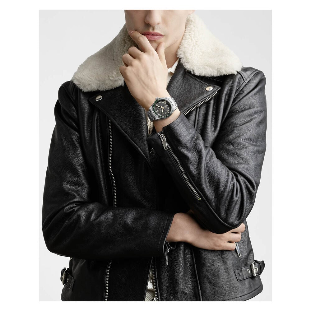 Longines Spirit Zulu 42mm Automatic Black Dial Green Bezel Steel Case Bracelet Watch