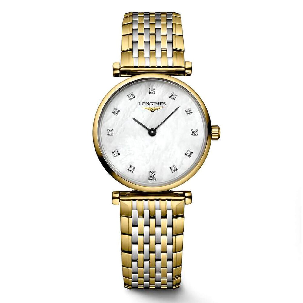 Longines Elegance La Grande Classique 24mm MOP Dial Diamond Dot Two Tone Bracelet Watch