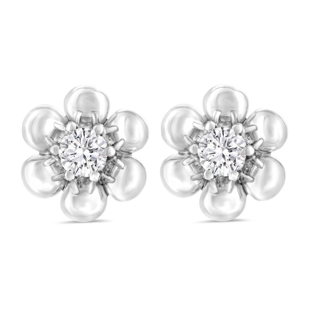Little Treasure Sterling Silver Cubic Zirconia Flower Stud Earrings