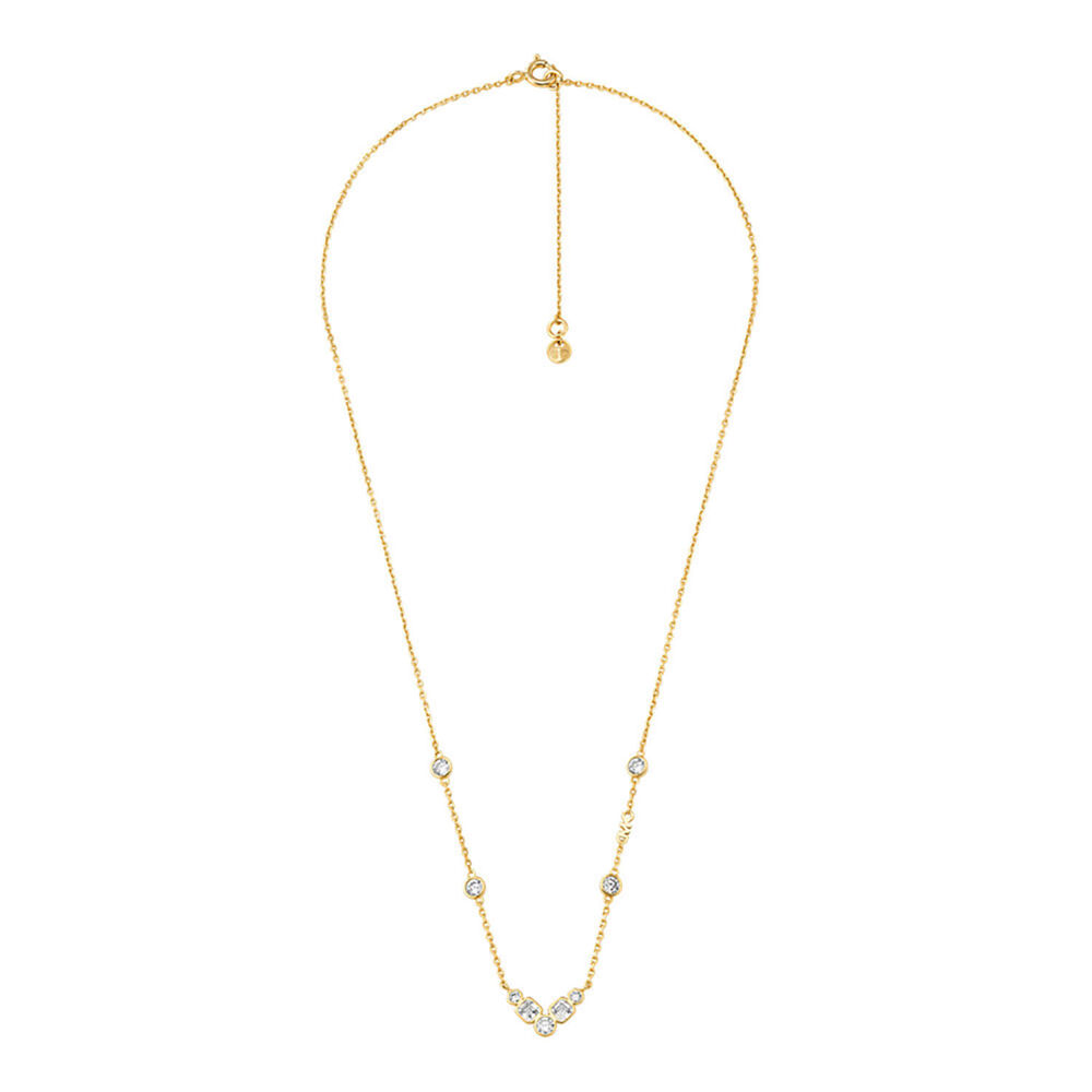 Michael Kors Yellow Gold Plated Sterling Silver Cubic Zirconia Necklace & Earrings Gift Set