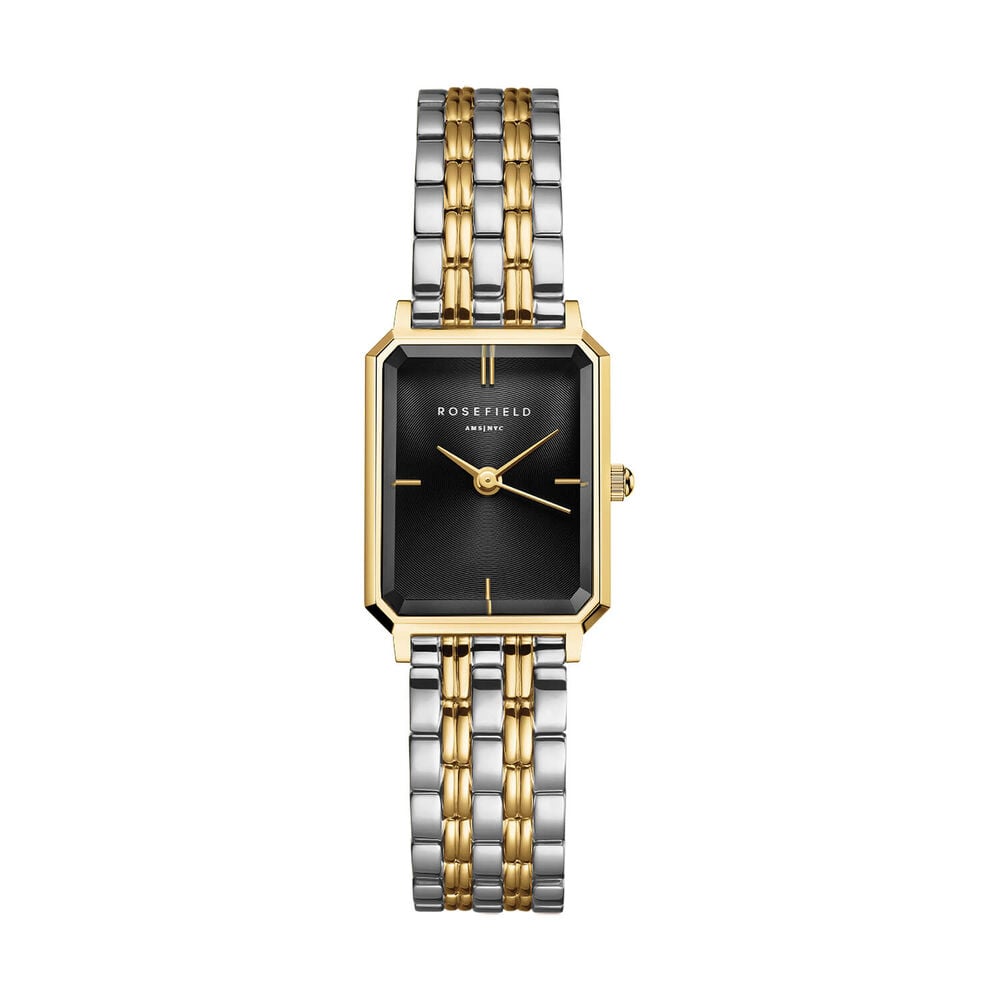 Rosefield Octagon XS Black Duotone 19.5x24mm Dial Two Tone Bracelet Watch