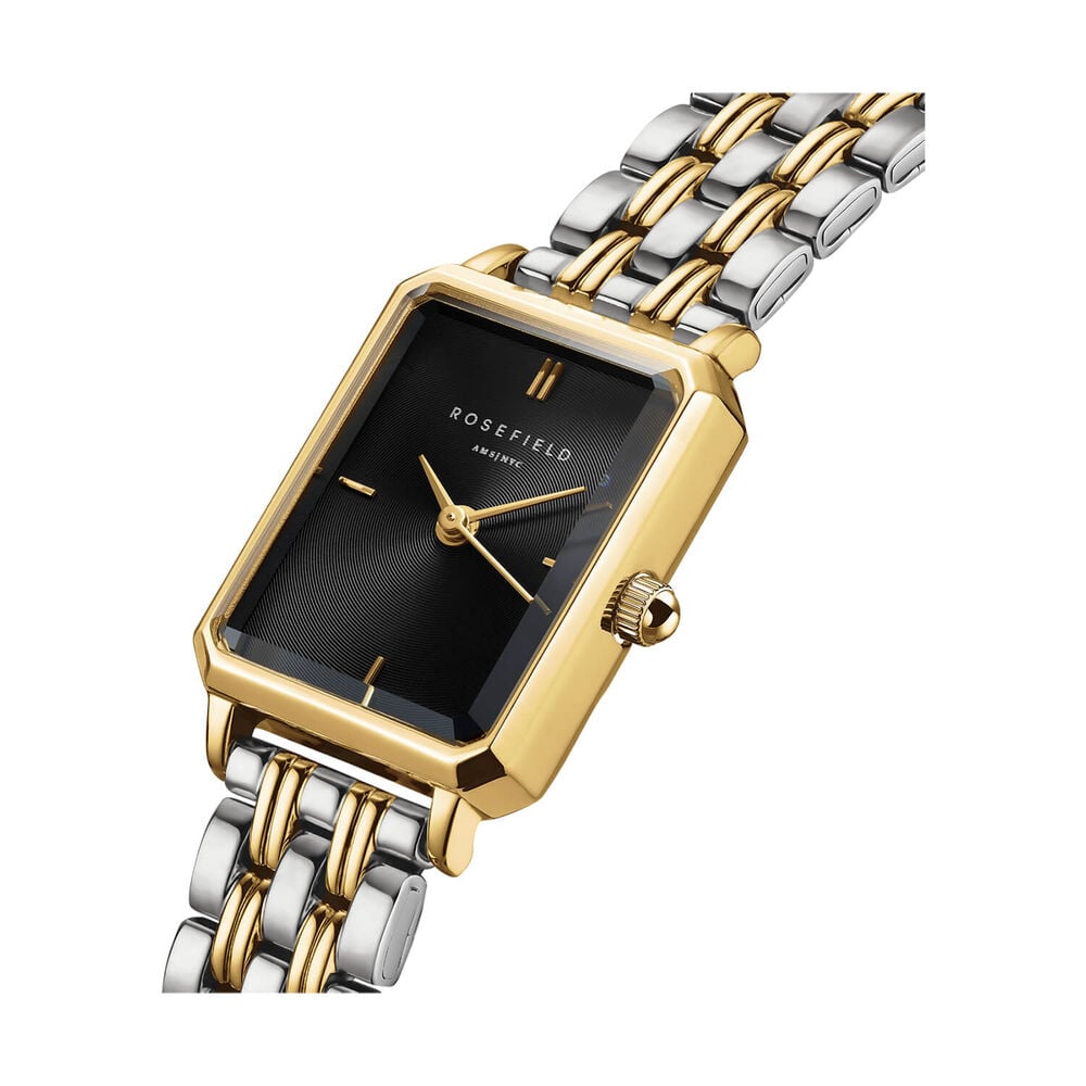 Rosefield Octagon XS Black Duotone 19.5x24mm Dial Two Tone Bracelet Watch