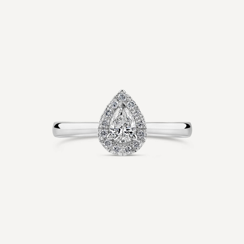 Platinum 0.40ct Pear Diamond Halo Classic Engagement Ring