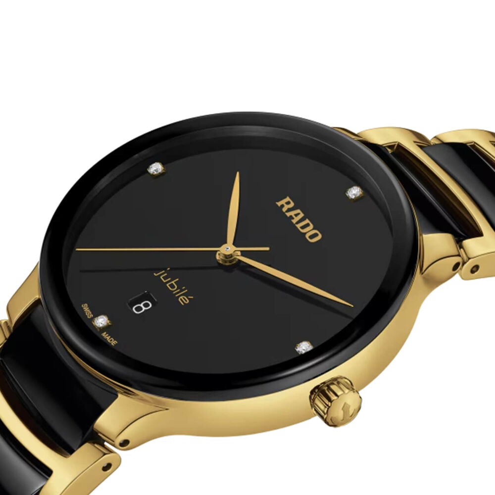 Rado Centrix Diamonds 39.5mm Black Dial Ceramic & Gold PVD Steel Bracelet Watch