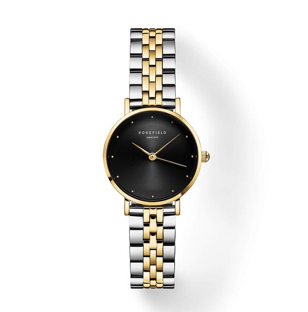 Rosefield Small Edit Black Duotone 26mm Black Dial Two Tone Steel Bracelet Watch