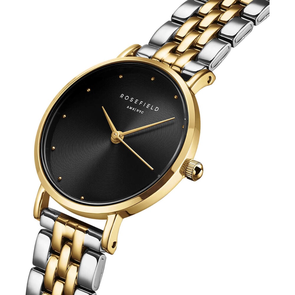 Rosefield Small Edit Black Duotone 26mm Black Dial Two Tone Steel Bracelet Watch