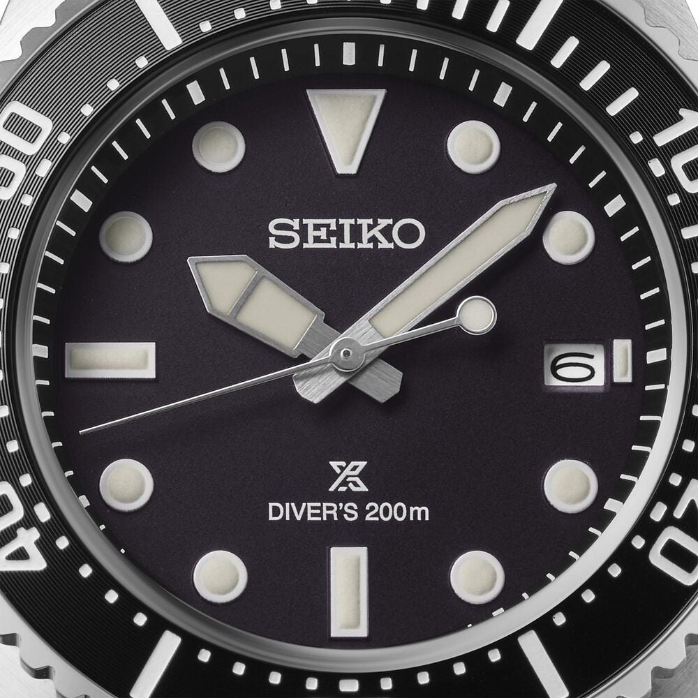 Seiko Prospex Solar Diver&rsquo;s 41mm Pure Black Dial & Bezel Stainless Steel Bracelet Watch
