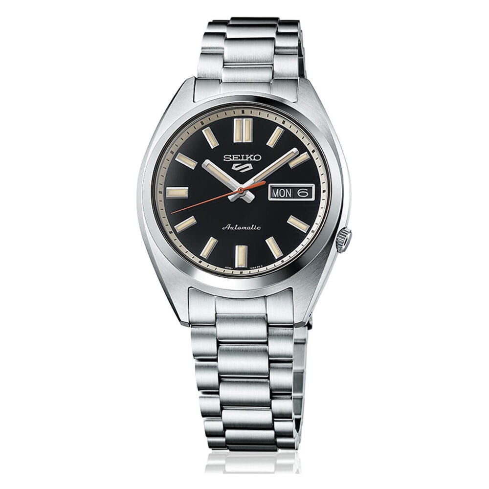 Seiko 5 Sports SNXS &lsquo;Deep black wash&rsquo; Classic Sports 37.4mm Black Dial Steel Bracelet Watch