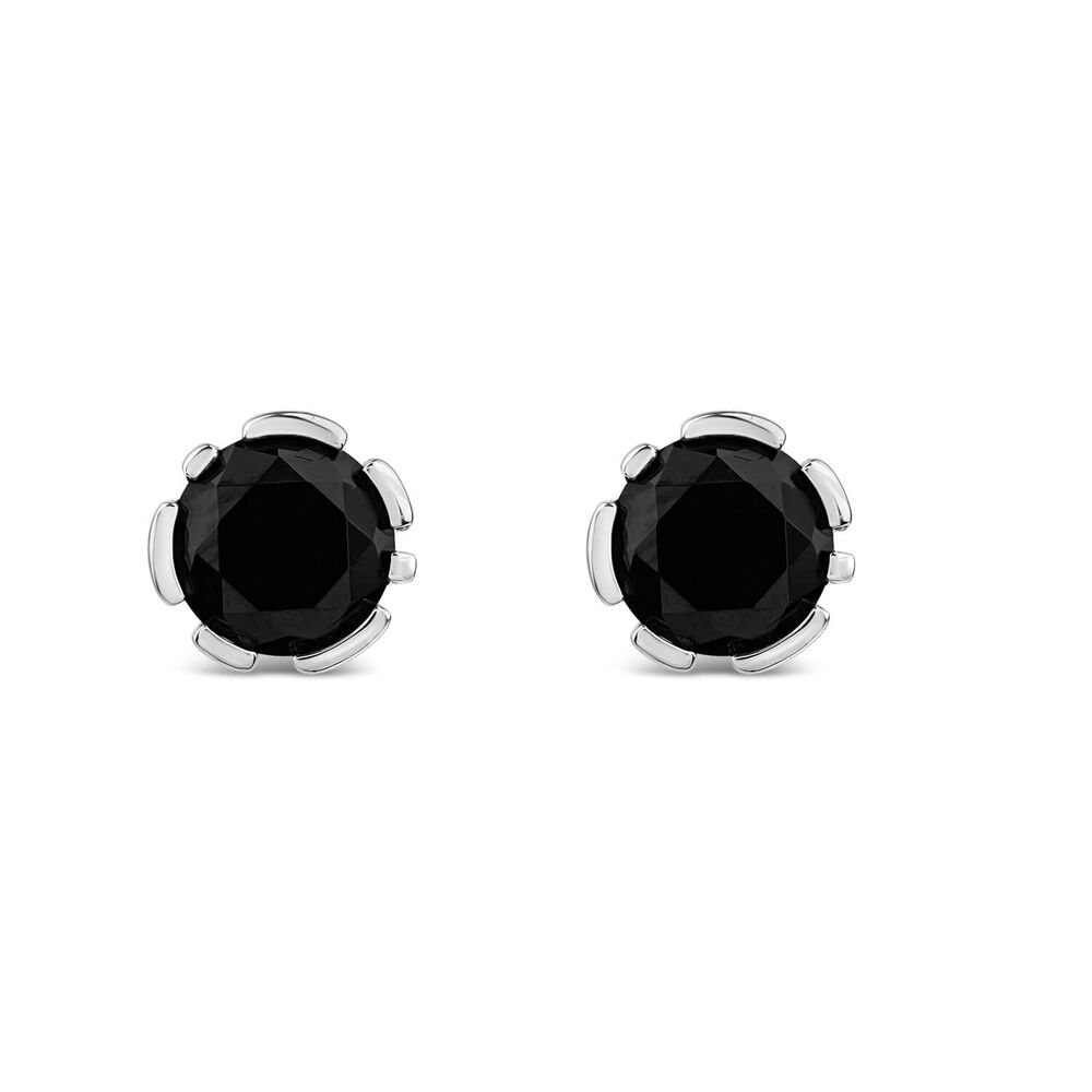 Sterling Silver Black Stone Stud Earrings