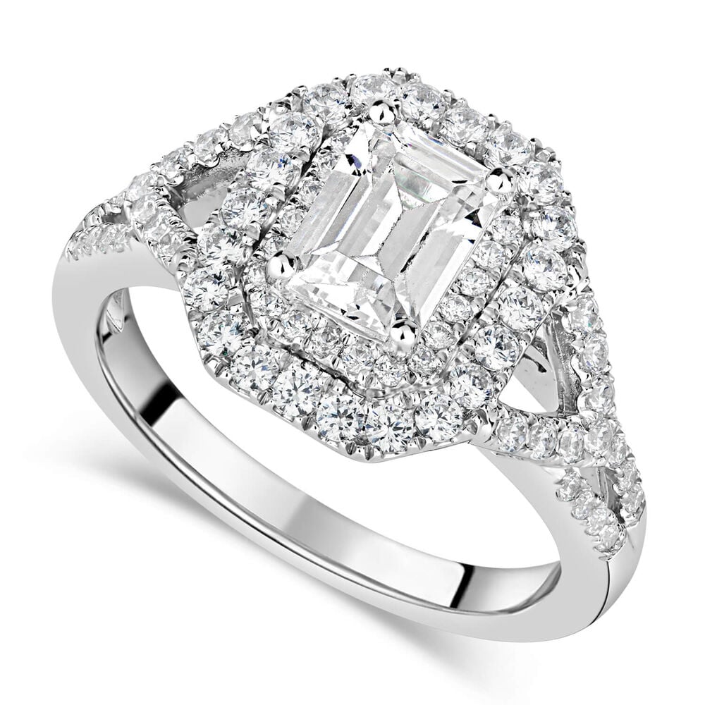 Sterling Silver Cubic Zirconia Double Halo & Sides Ring