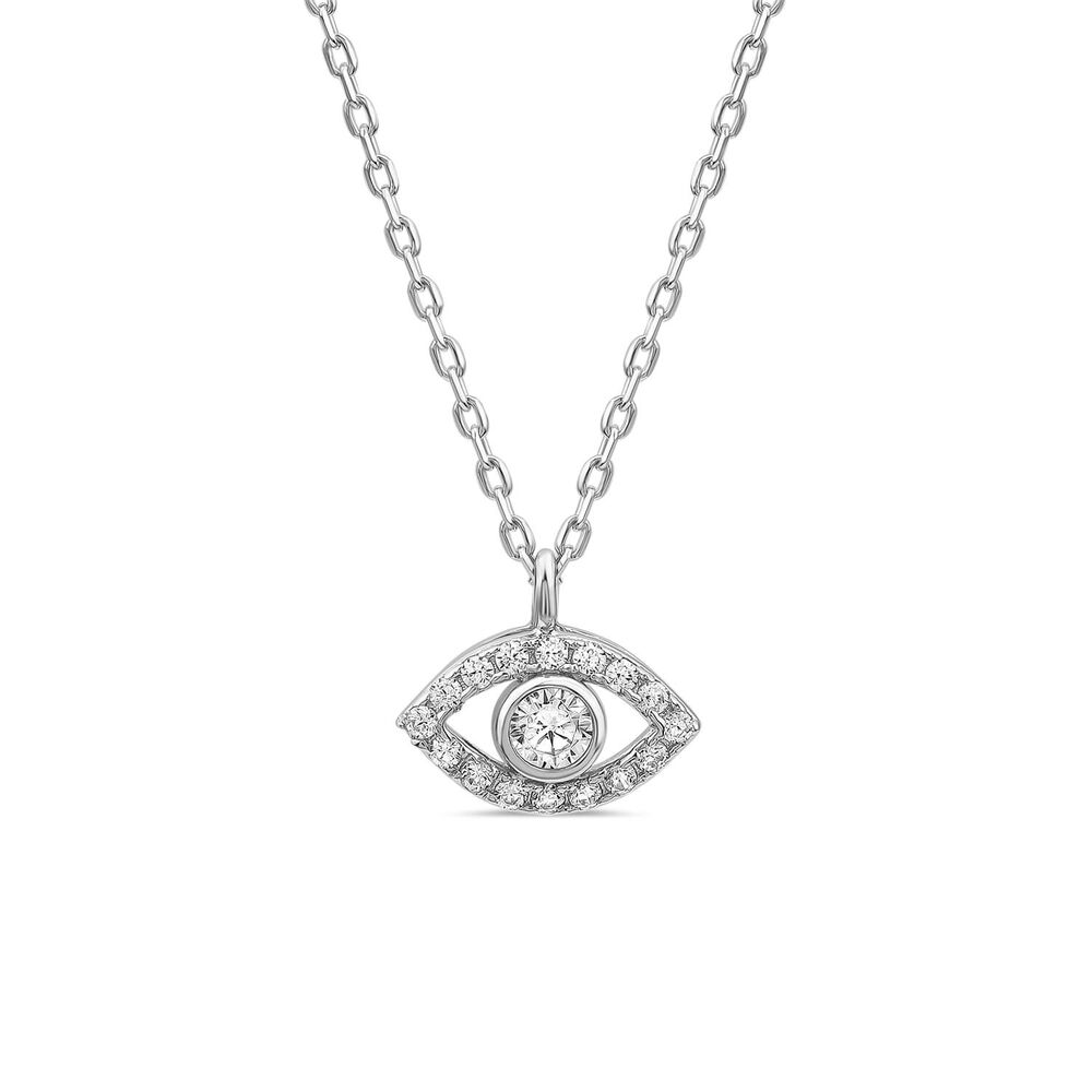 Sterling Silver Cubic Zirconia Set Protective Eye Pendant