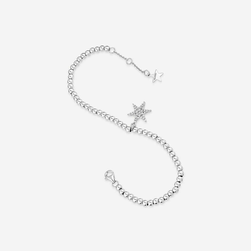 Sterling Silver Cubic Zirconia Star Make-A-Wish Bead Bracelet image number 3