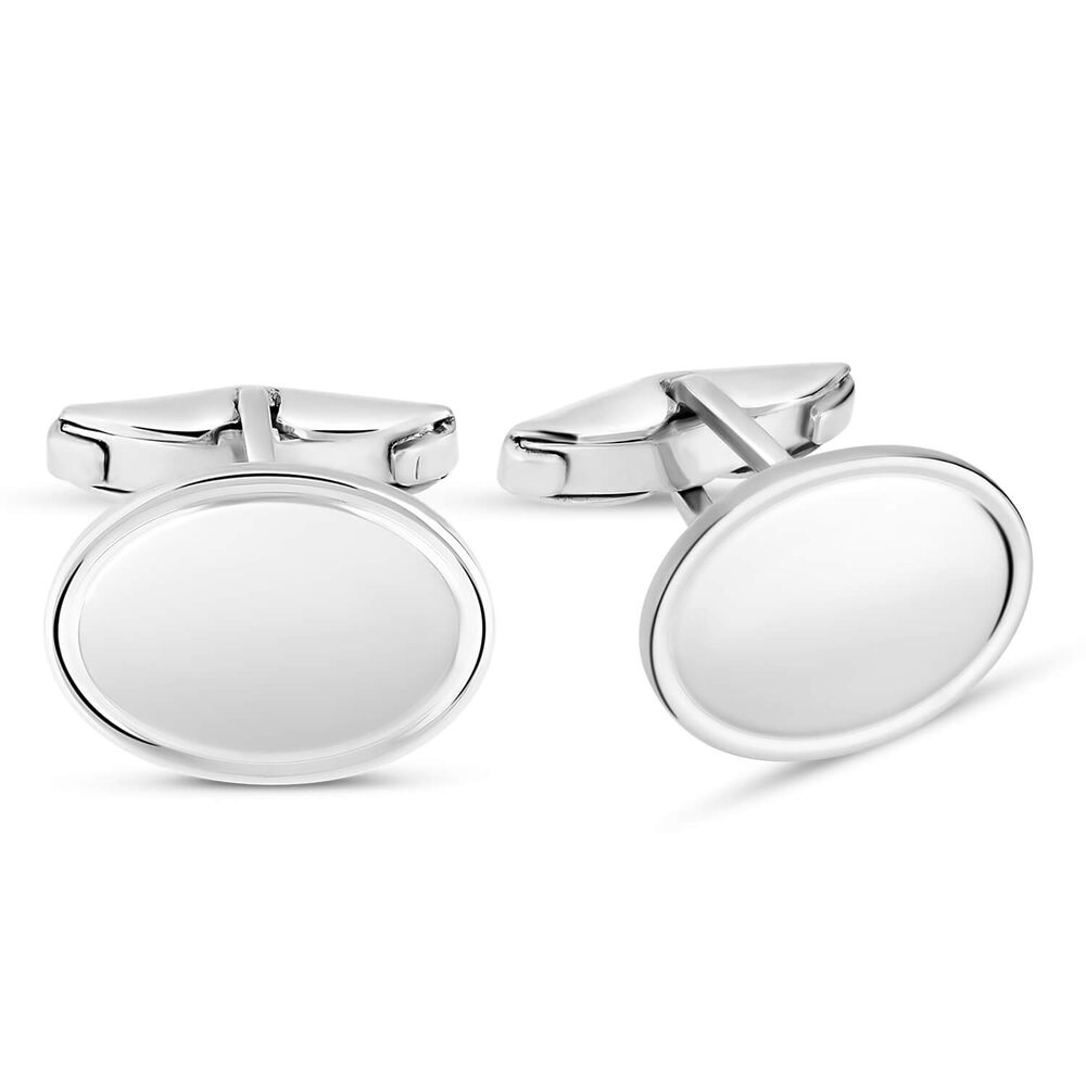 Sterling Silver Oval Plain Cufflinks