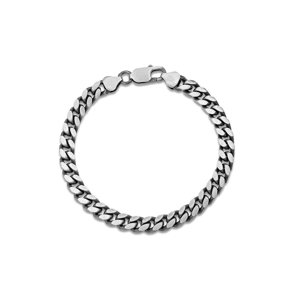Sterling Silver Oxidised Curved Link Bracelet