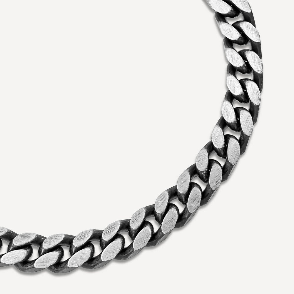 Sterling Silver Oxidised Curved Link Bracelet