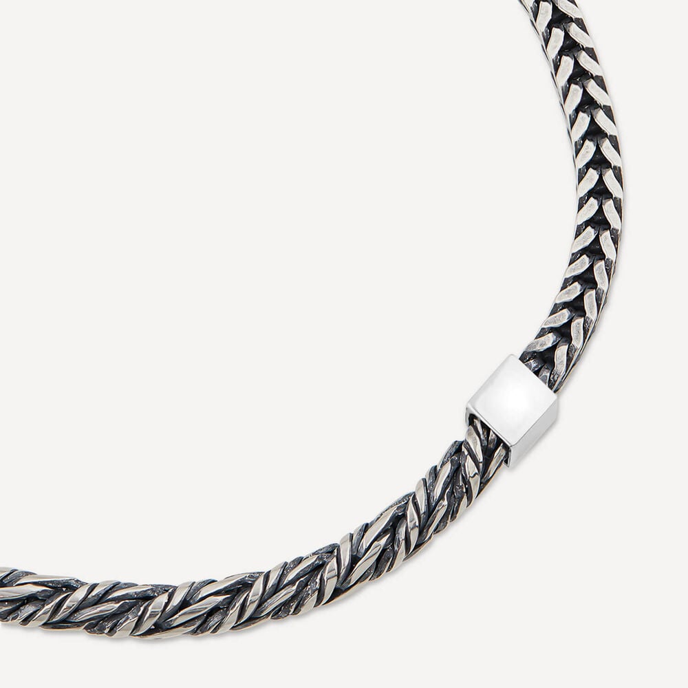 Sterling Silver Oxidised Rope & Herringbone Link Bracelet