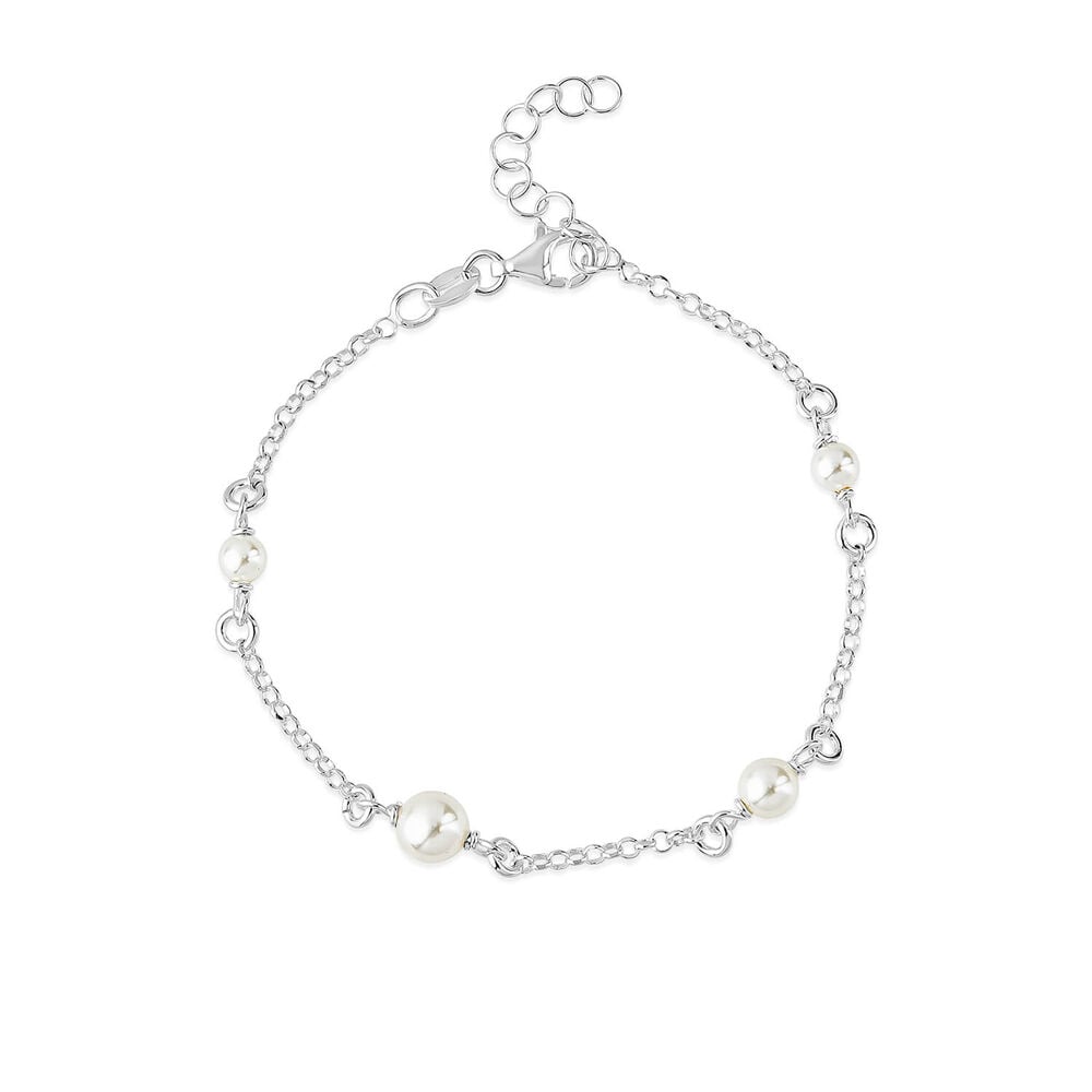 Sterling Silver Pearl Station Bracelet
