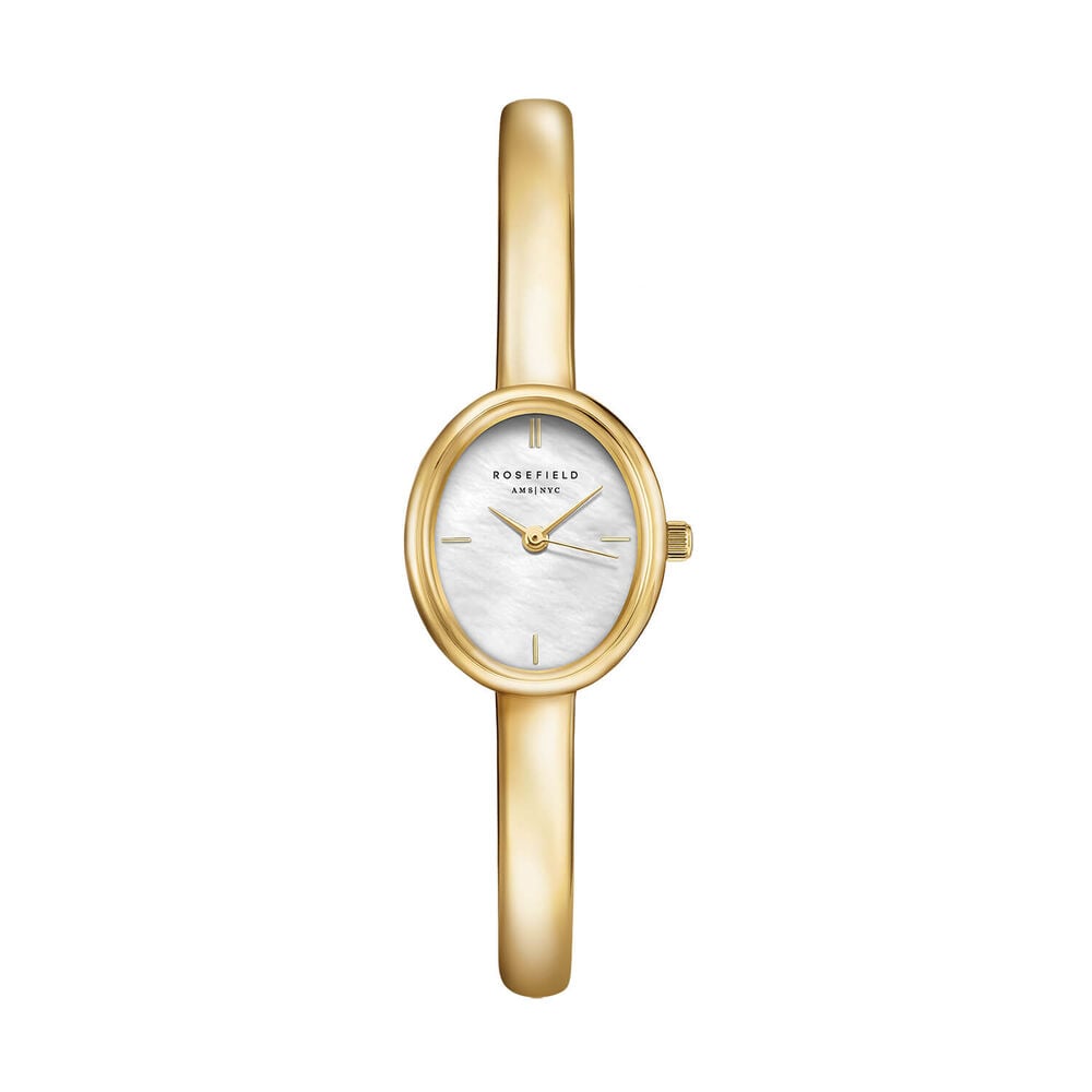 Rosefield Bangle S Gold 19.5x23.5mm Mother of Pearl Dial 23k Gold Plated Steel Bangle Watch