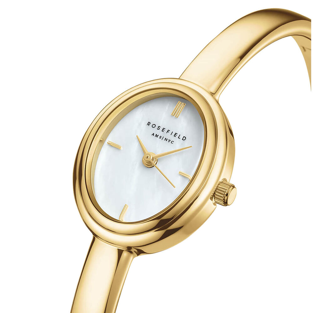 Rosefield Bangle S Gold 19.5x23.5mm Mother of Pearl Dial 23k Gold Plated Steel Bangle Watch