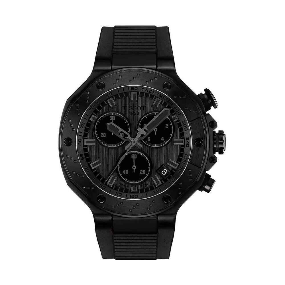 Tissot T-Race Chronograph 45mm Dark Grey Dial Black Rubber Strap Watch