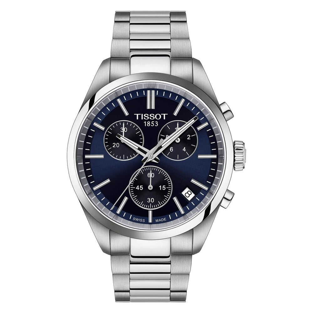 Tissot PR 100 Chronograph 40mm Blue Dial Steel Bracelet Watch