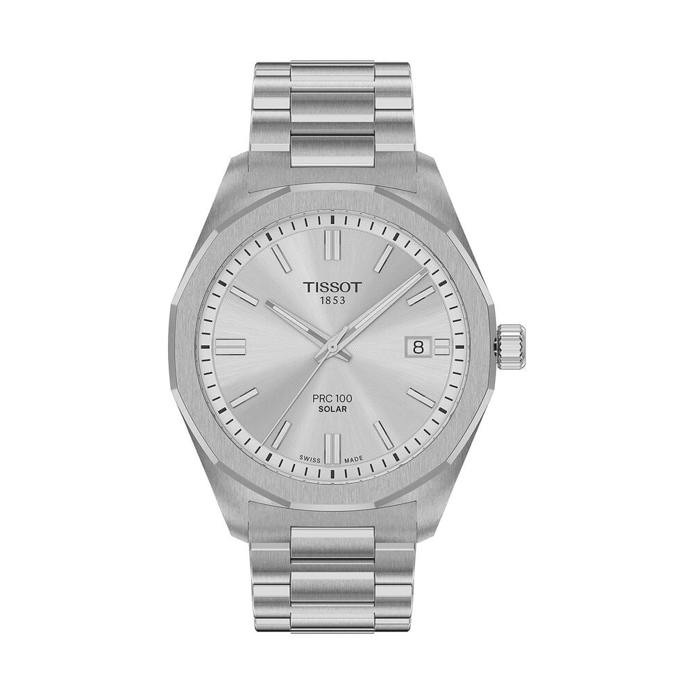 Tissot PRC 100 Solar 39mm Silver Dial Steel Bracelet Watch