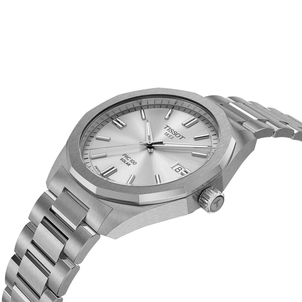 Tissot PRC 100 Solar 39mm Silver Dial Steel Bracelet Watch