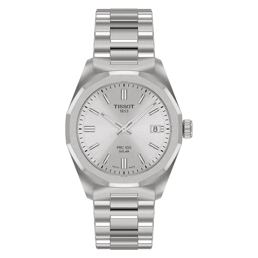 Tissot PRC 100 Solar 34mm Silver Dial Stainless Steel Bracelet Watch