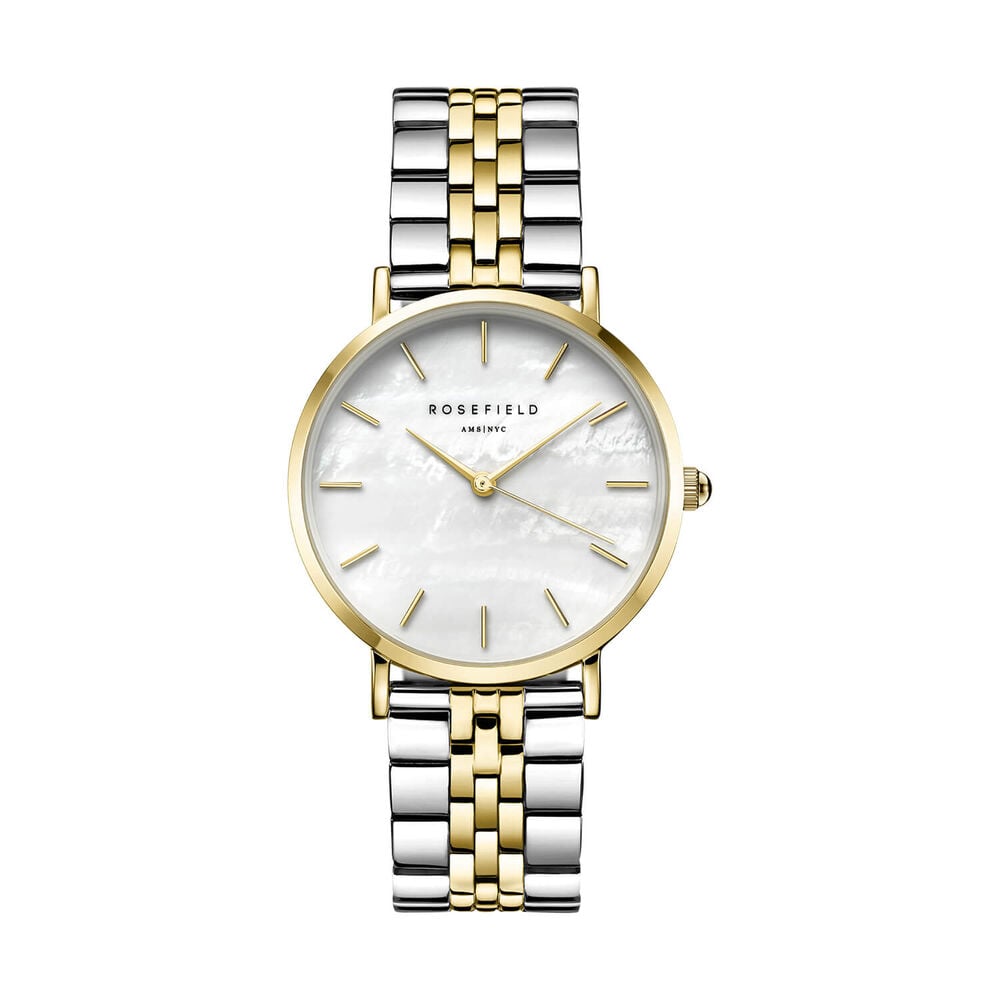 Rosefield Upper East Side Duotone 33mm Mother of Pearl Dial 23k Gold Plated Bracelet Watch