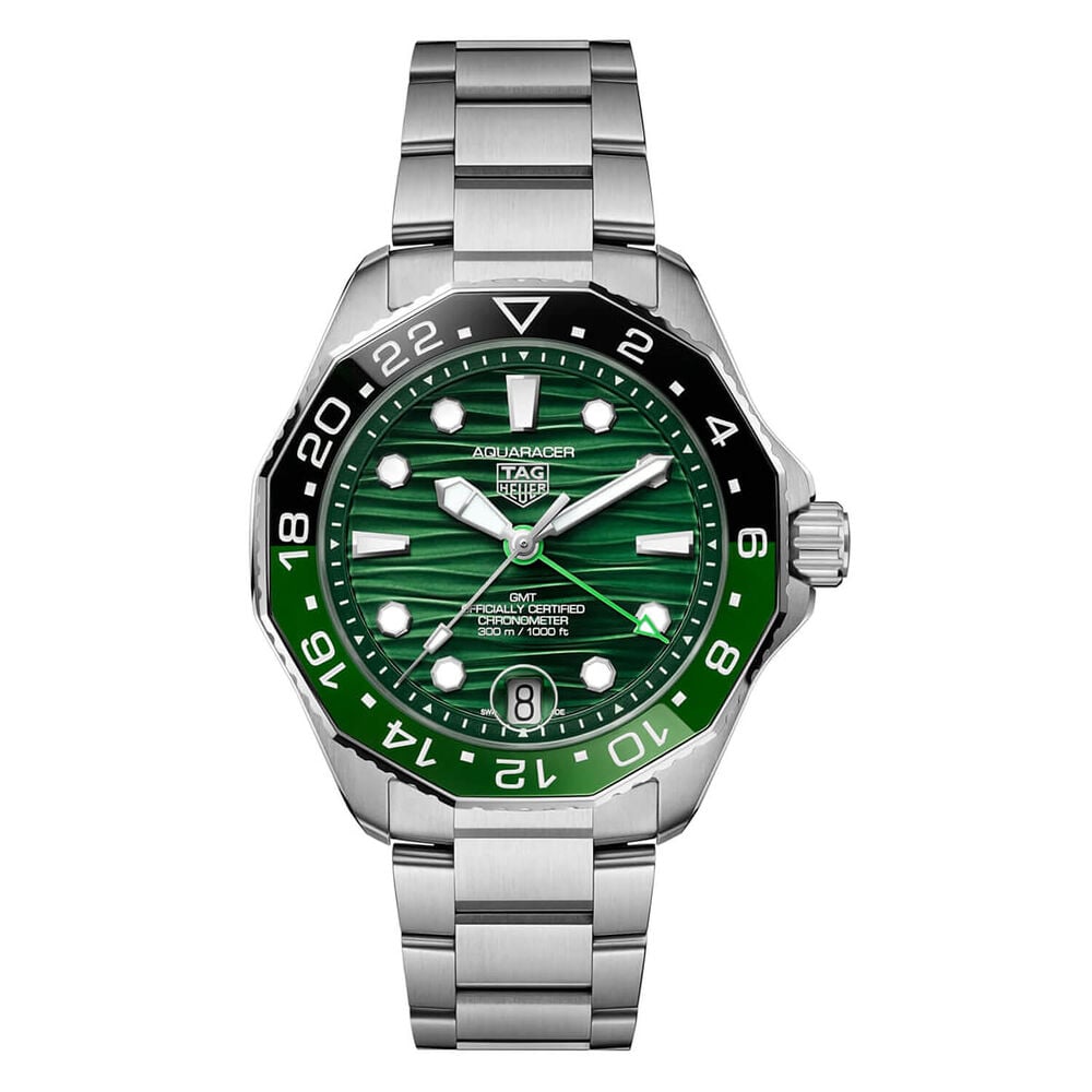 TAG Heuer Aquaracer Professional 300 GMT 42mm Green Dial & Bezel Stainless Steel Bracelet Watch