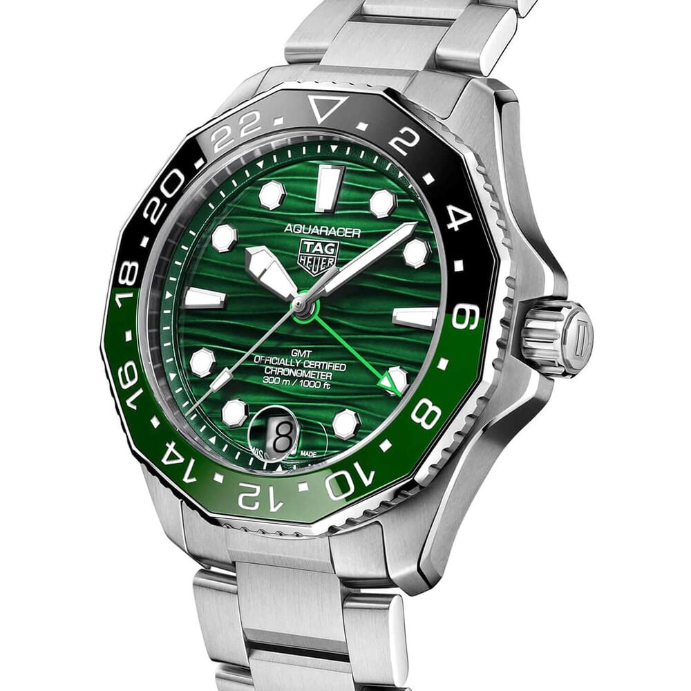 TAG Heuer Aquaracer Professional 300 GMT 42mm Green Dial & Bezel Stainless Steel Bracelet Watch