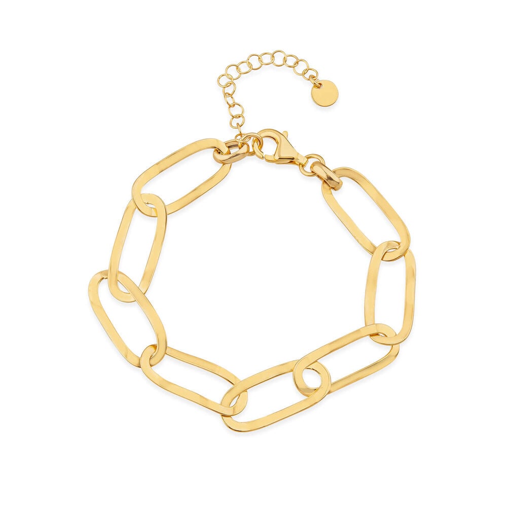 Yellow Gold Plated Sterling Silver Open Oval Link Bracelet