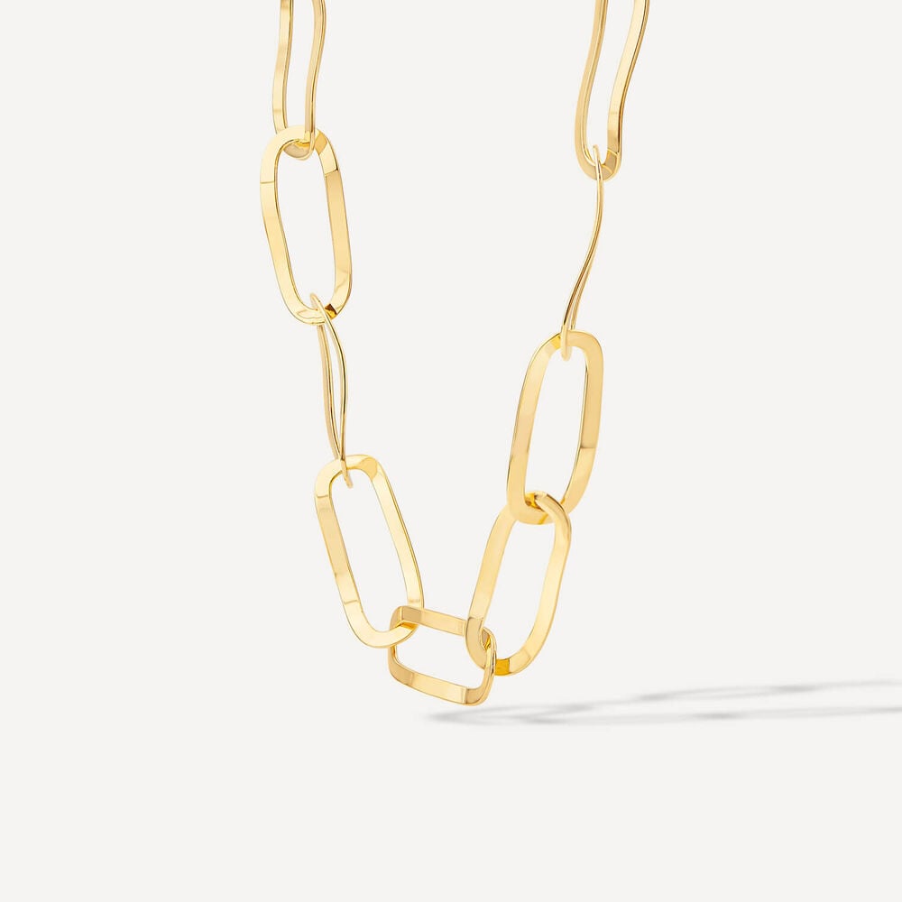Yellow Gold Plated Sterling Silver Open Oval Link Necklet