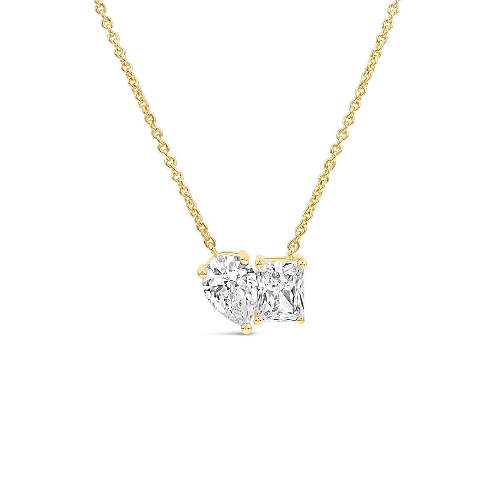 Yellow Gold Plated Sterling Silver Toi Et Moi Cubic Zirconia Pendant