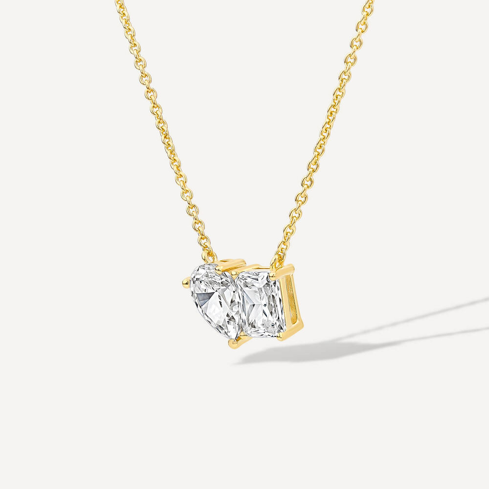 Yellow Gold Plated Sterling Silver Toi Et Moi Cubic Zirconia Pendant